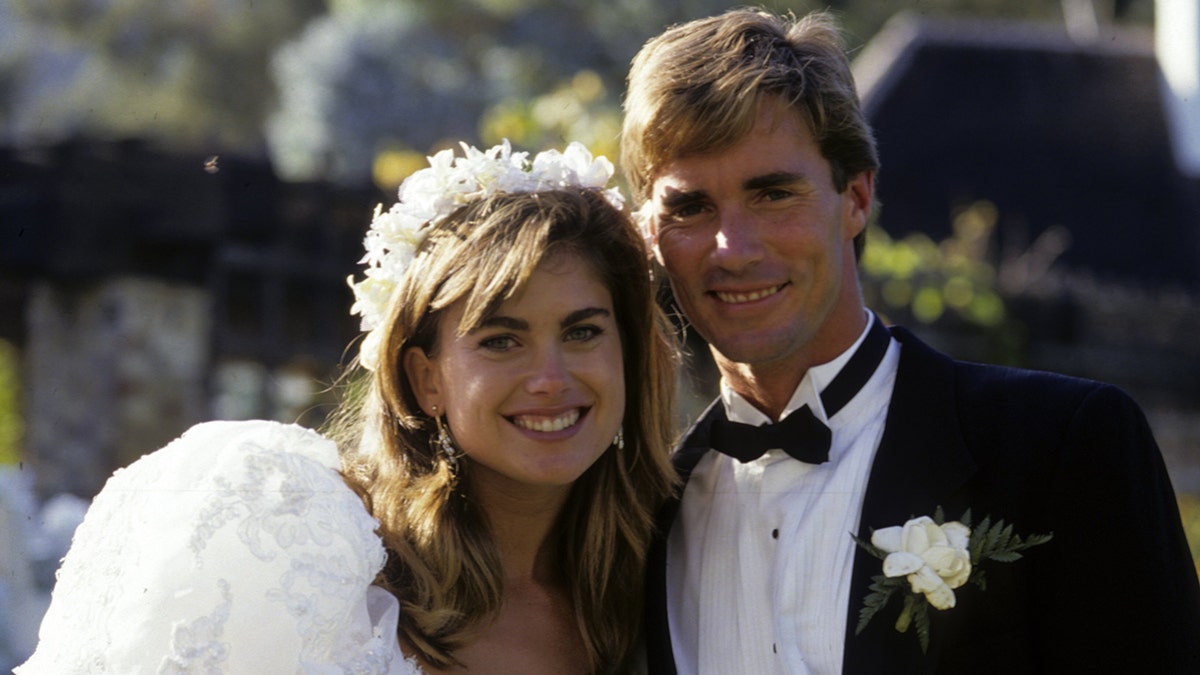 Kathy Ireland and her husband Greg Olsen on their wedding day in San Diego in 1988.