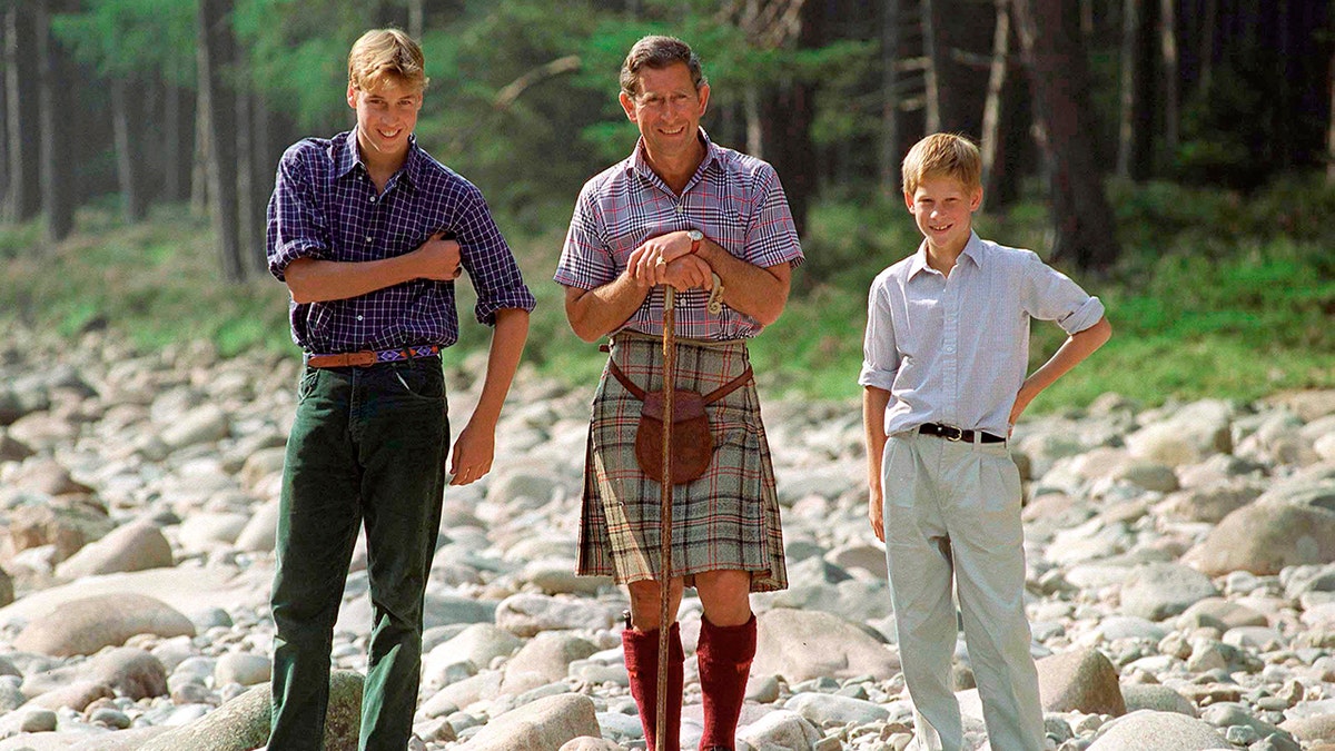 Prince Charles with his sons at Balmoral.