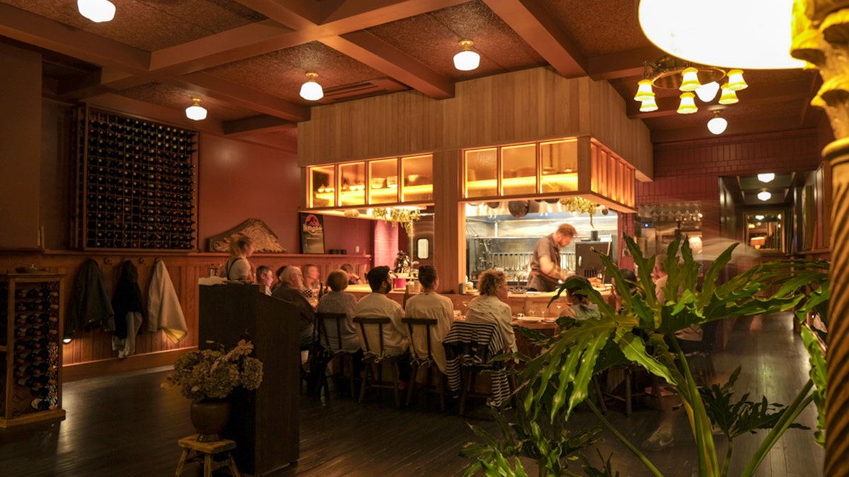 Patrons dine at La Cigale restaurant in San Francisco.