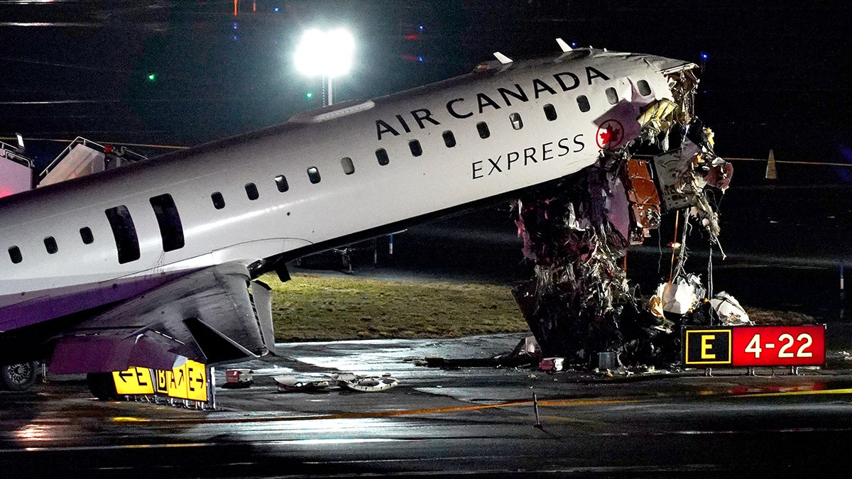 Air Canada Jet sits on the runway at LaGuardia Airport