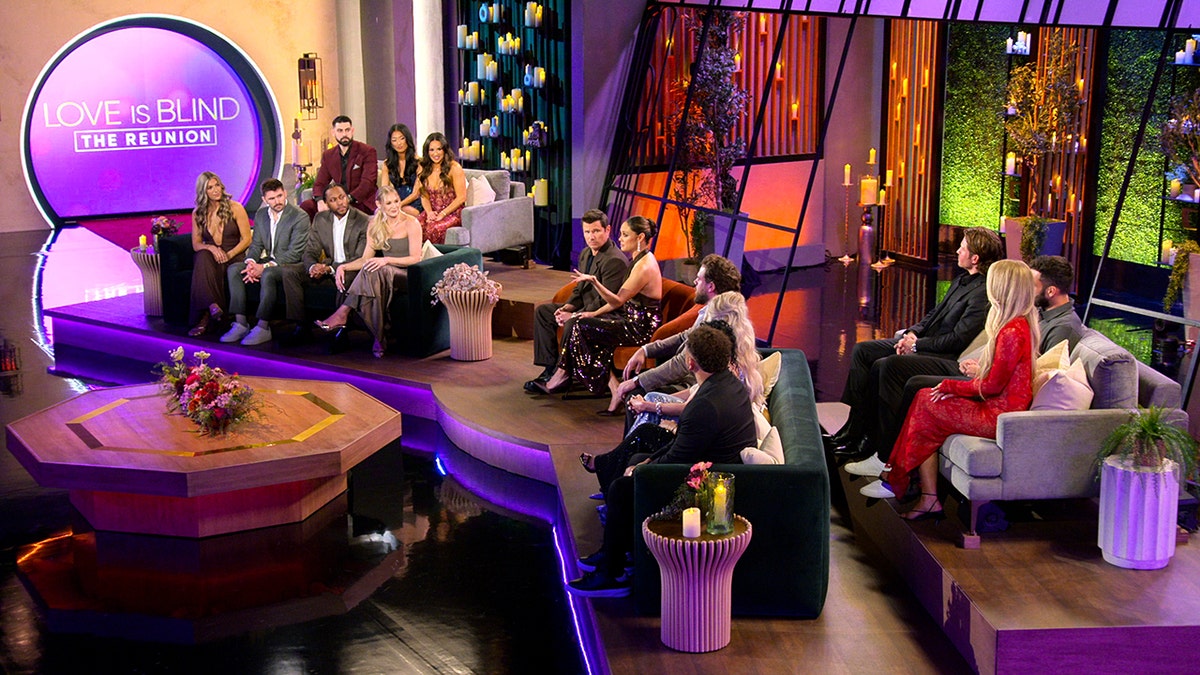 The season 10 cast of "Love Is Blind" filming their reunion.