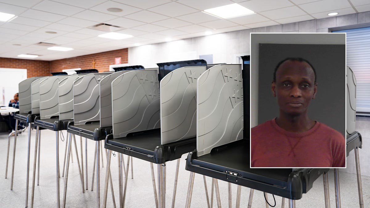Mahady Sacko mugshot and voting machines. 
