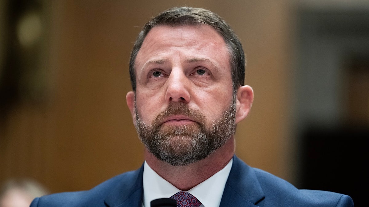 Sen. Markwayne Mullin with tear-filled eyes