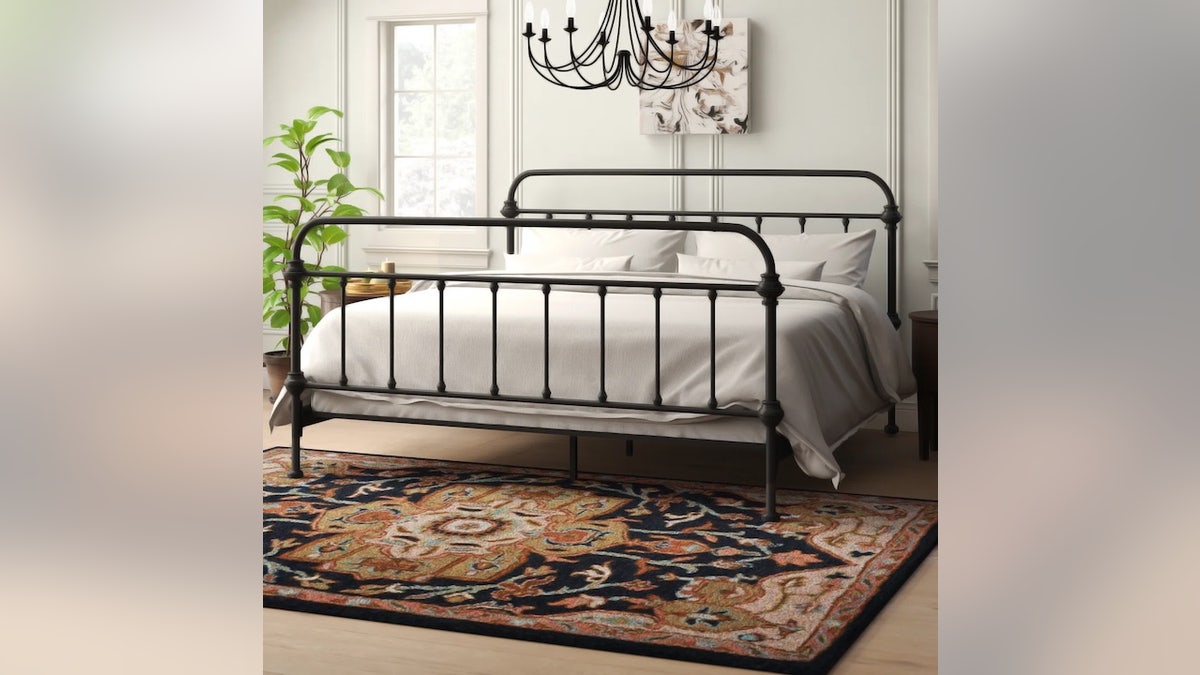 Add some charm to your bedroom with this farmhouse inspired metal bed frame. 