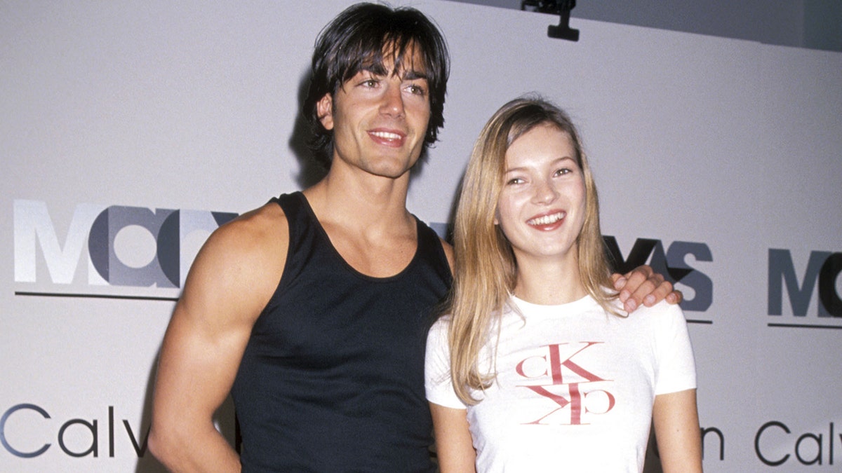 Michael Bergin and Kate Moss at the Calvin Klein Shop in New York in May 1994.
