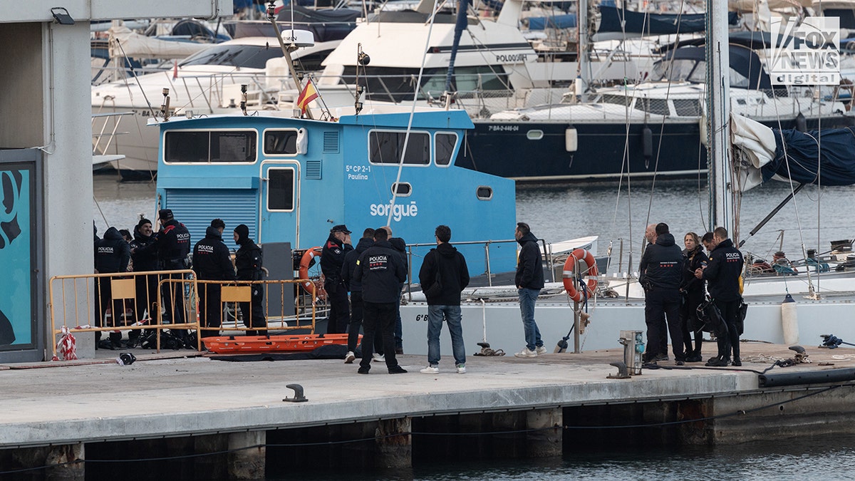 Catalan constabulary officers retrieve the remains of Alabama pupil James Gracey.