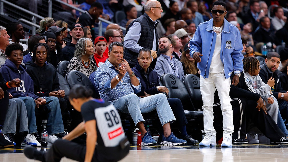 RFeferee Sha'Rae Mitchell falls to the floor following a collision