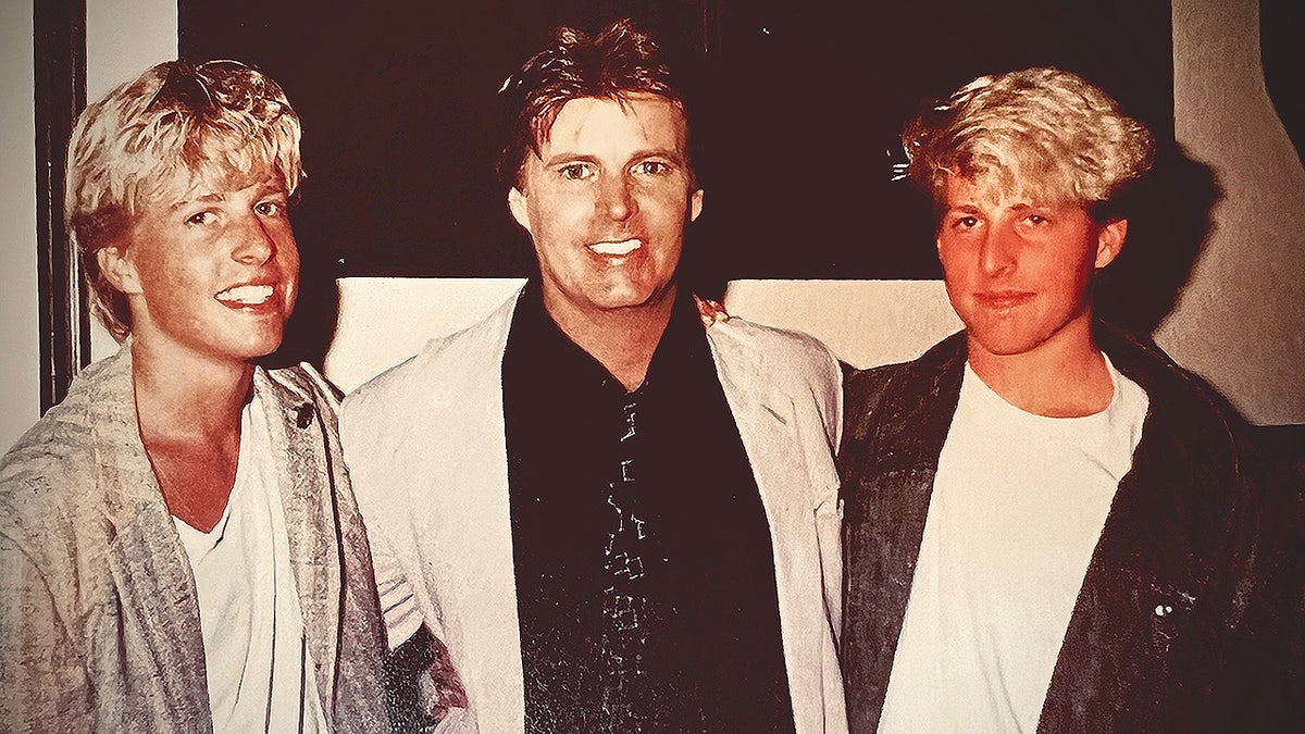 Nelson twins pose with their father Ricky Nelson in one of their last photos together before their father's fatal plane crash.