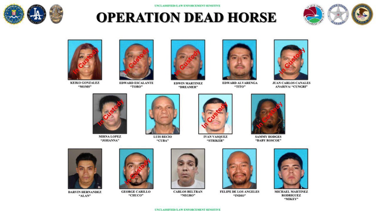 Federal agents arrest 12 alleged members of LA’s massive 18th Street gang drug trafficking operation