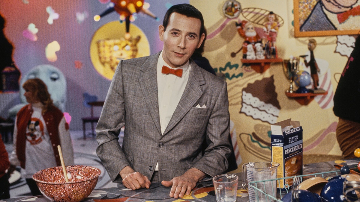 Paul Reubens dressed Pee Wee Herman in a scene for his show, "Pee-Wee's Playhouse" in January 1989.
