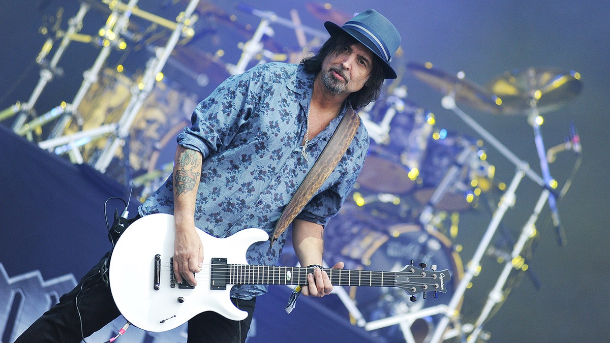 Phil Campbell of Motörhead performing on stage at the Glastonbury Festival at Worthy Farm in Pilton, England, June 26, 2015.