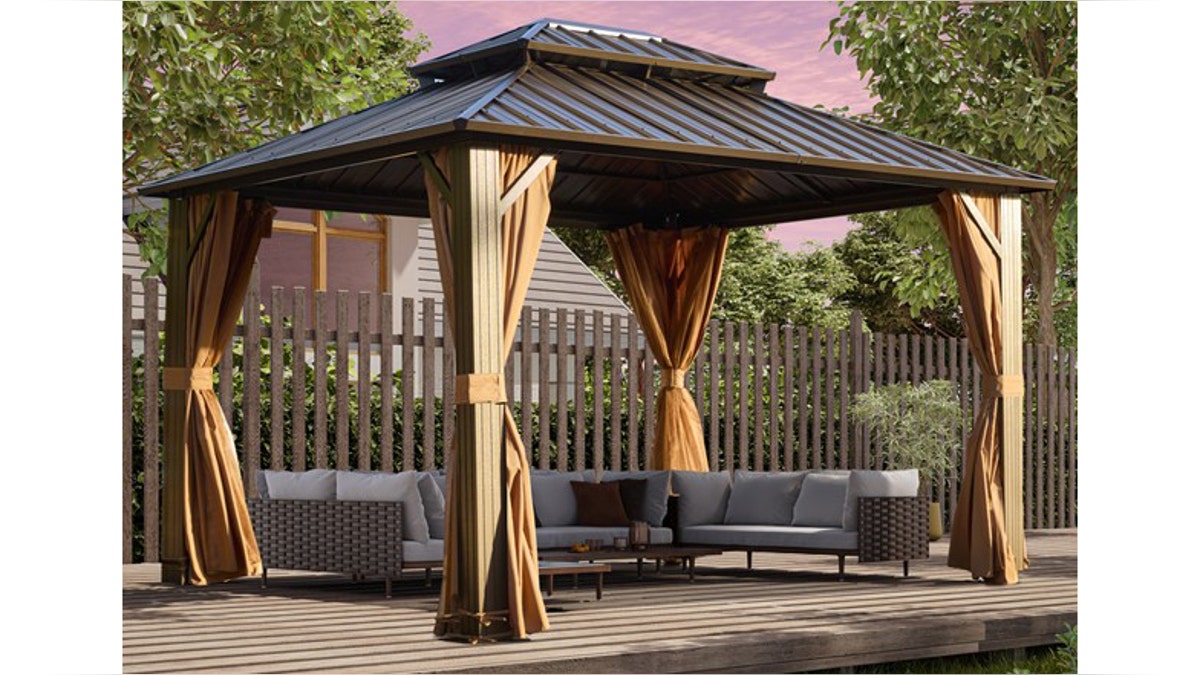 Protect yourself from the elements under a rust-resistant gazebo. 