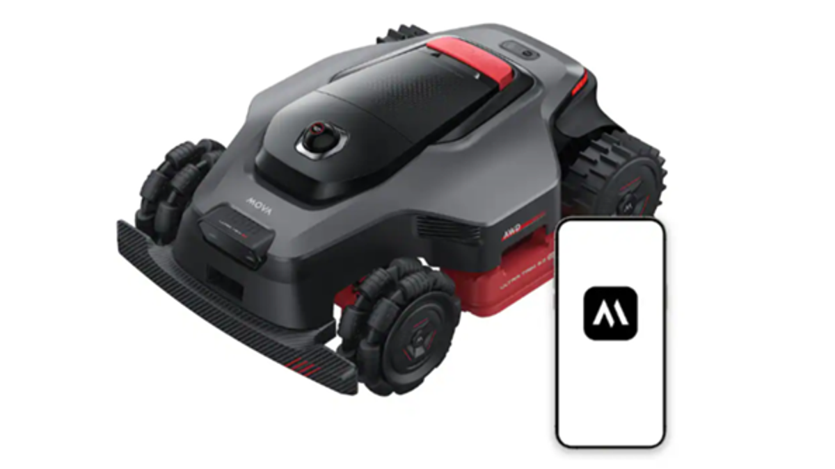 A robotic mower uses AI to cut your lawn without assistance.