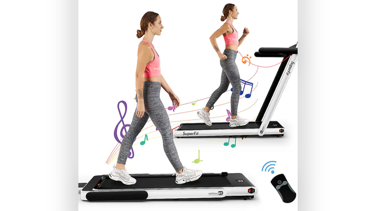 This treadmill moves anywhere in your home.