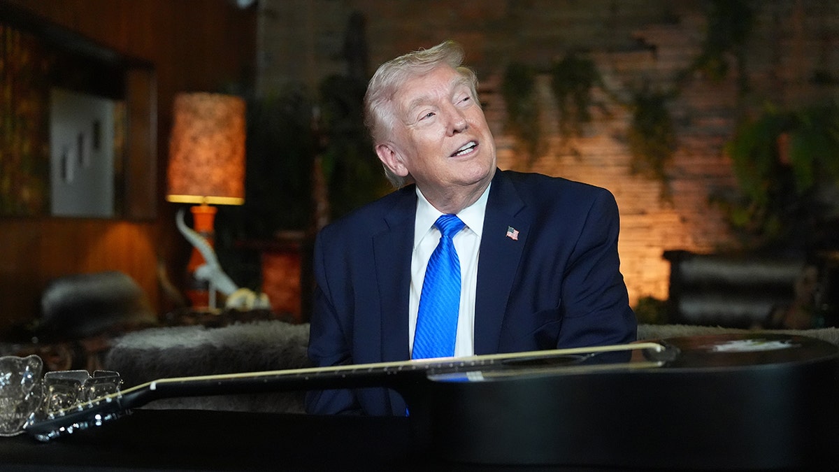 President Donald Trump touring the Jungle Room at Graceland.