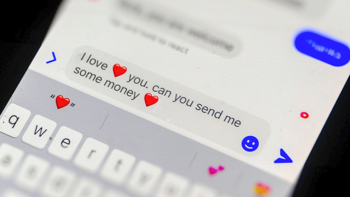 A text message reads "I love you. Can you send me some money?"