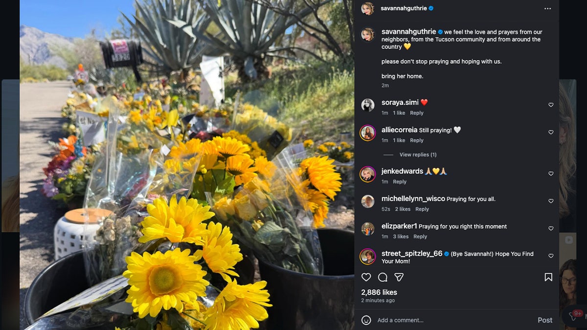 Savannah Guthrie's Instagram post about yellow flowers