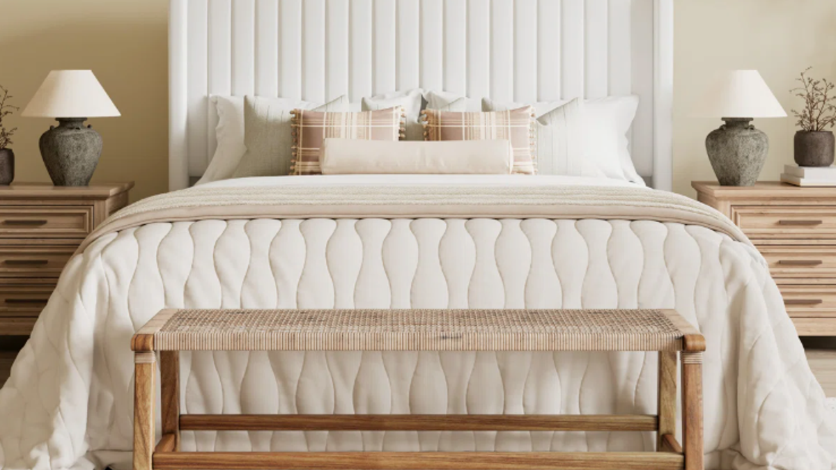 Upholstered and with a headboard makes this a luxe option.