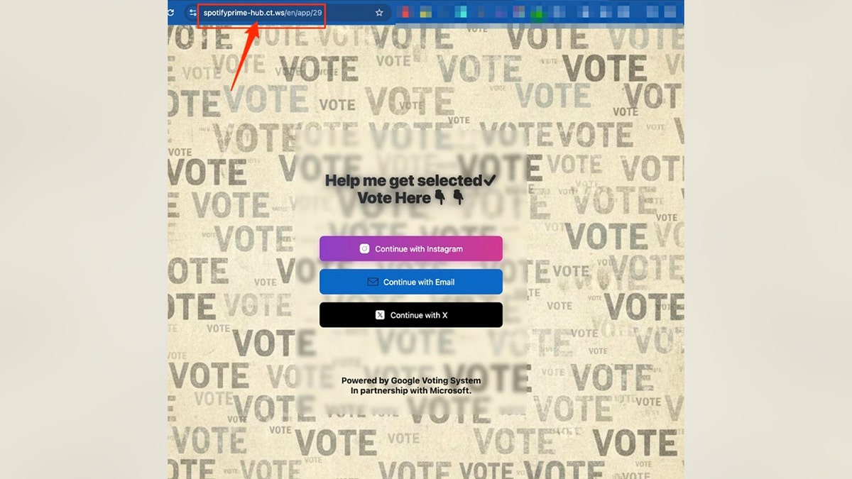 Fake Spotify voting page