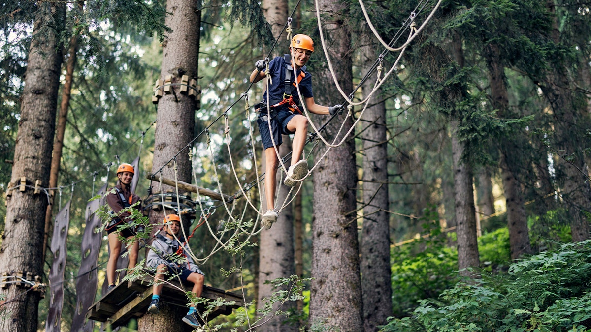 Kids on a ropes course