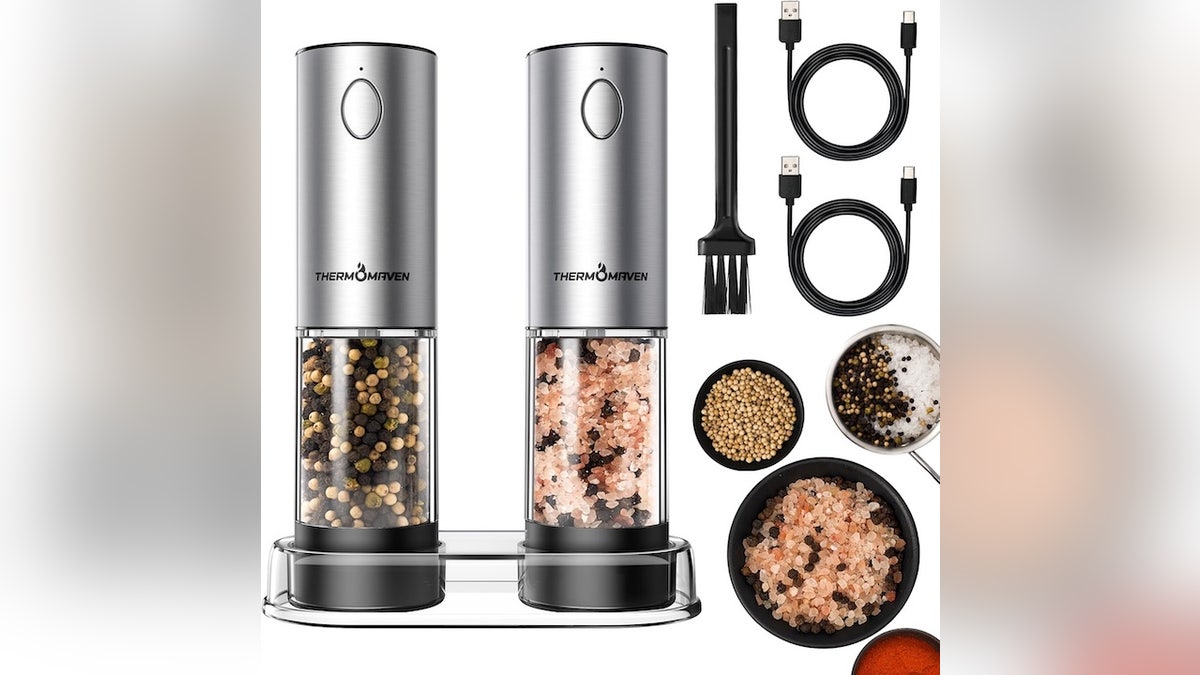 This customizable grinder set can be charged via USB-C cables.