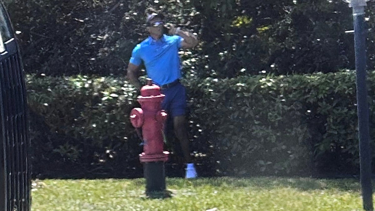 Tiger Woods at the scene of his car crash in Florida