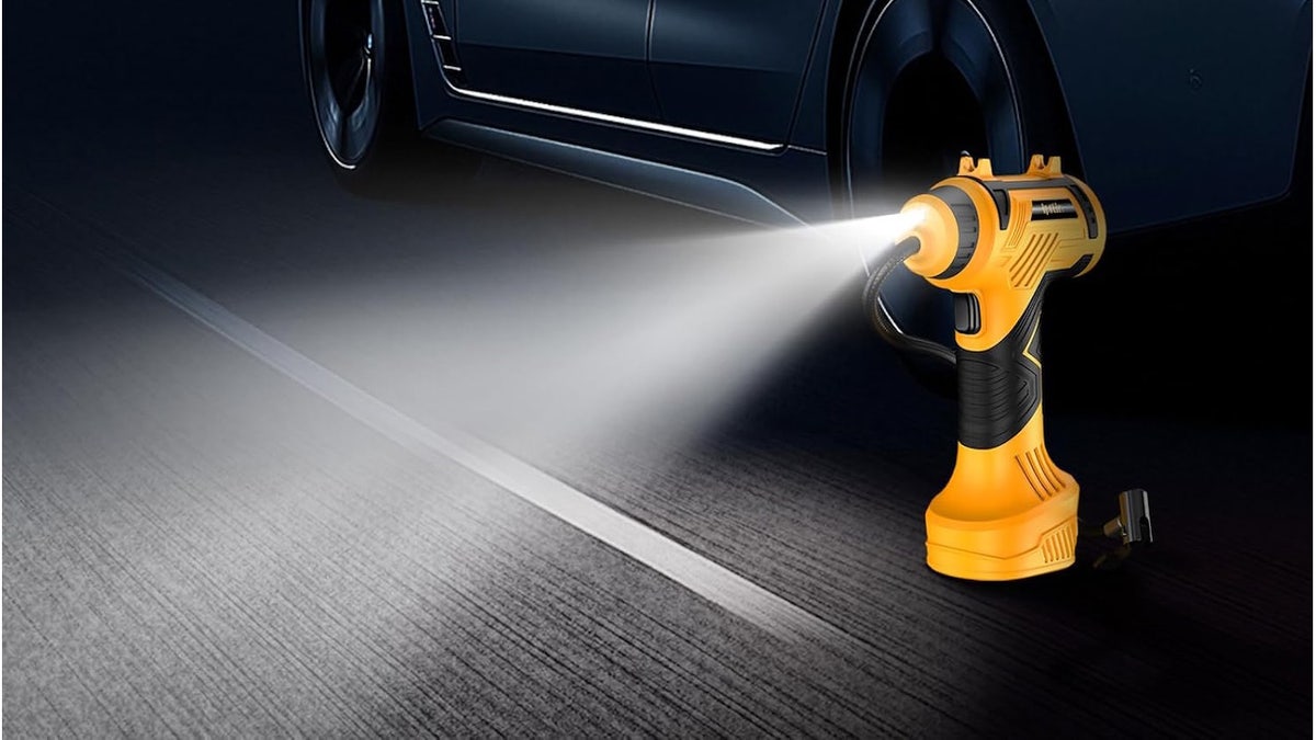 Rechargeable and equipped with an LED light, this inflator is built for roadside emergencies and late-night tire checks.