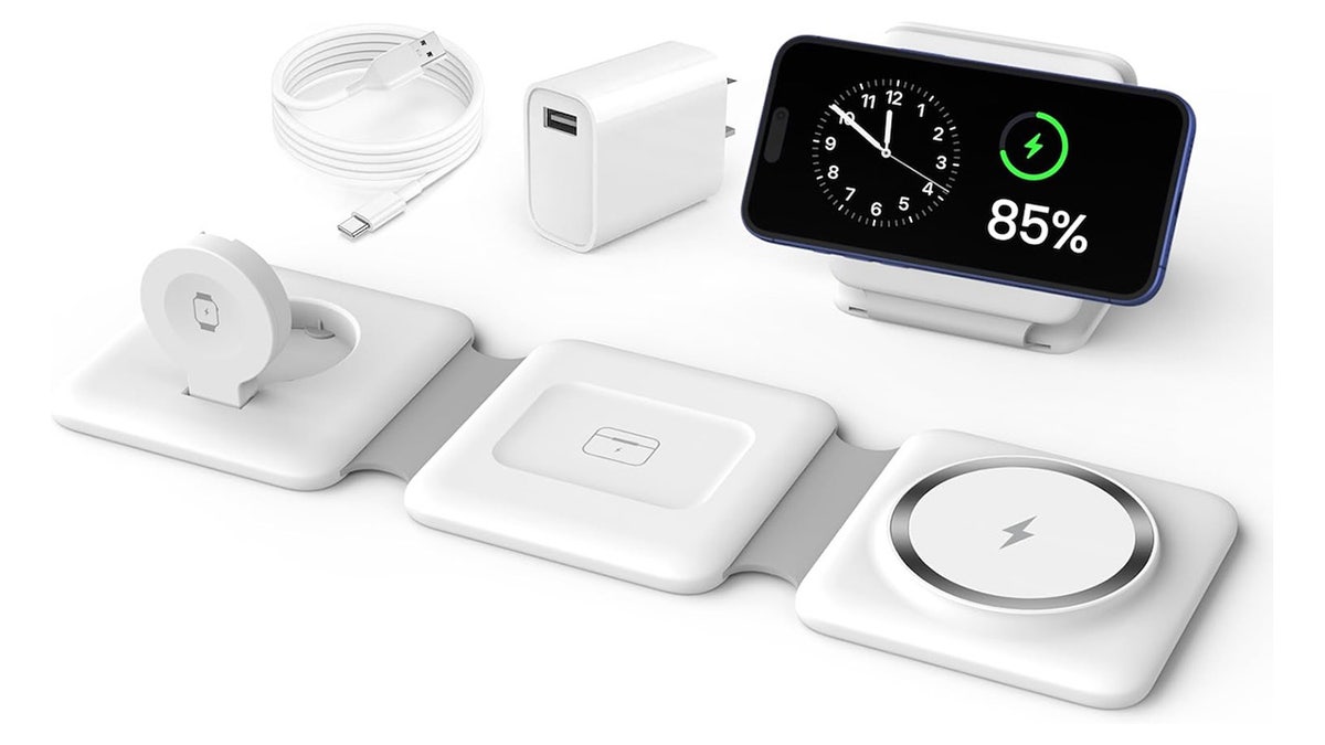 Charge three devices at once when you’re on the go.