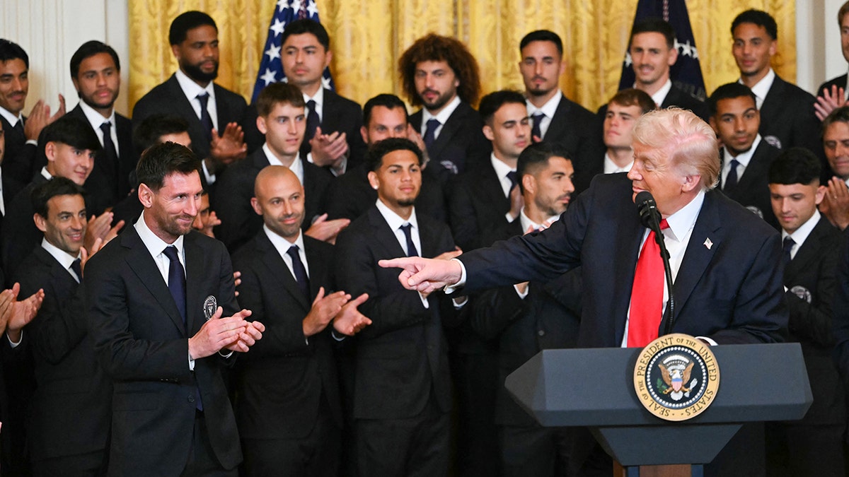 Trump pointing with Inter Miami