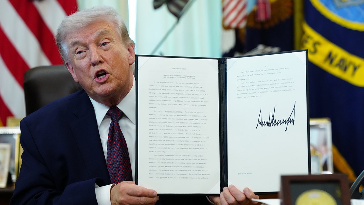 President Trump shows voting EO