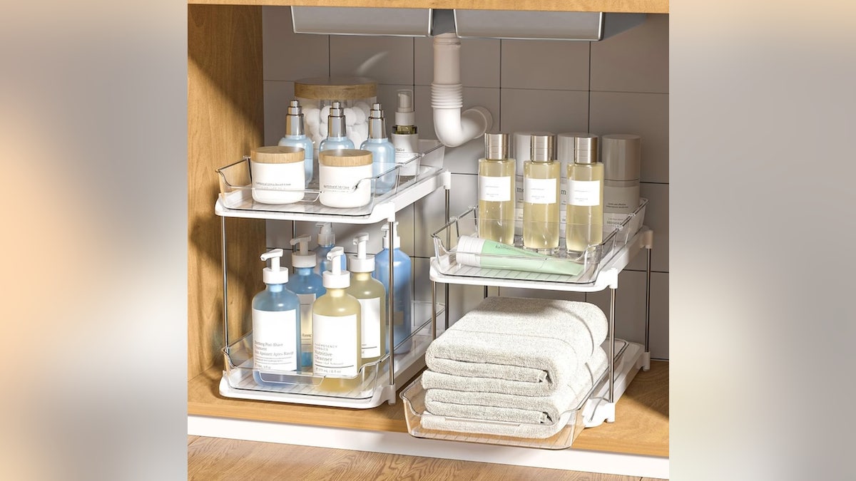 Declutter the area under your sink with this versatile unit.