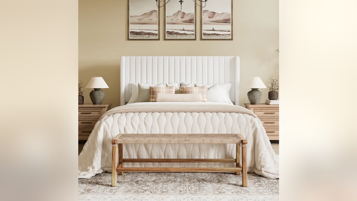 Upholstered and with a headboard makes this a luxe option.