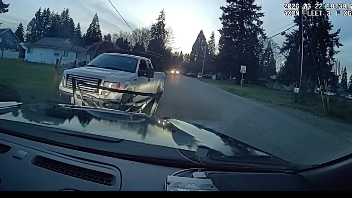 Dashcam view shows deputies pursuing pickup truck during high-speed interstate chase