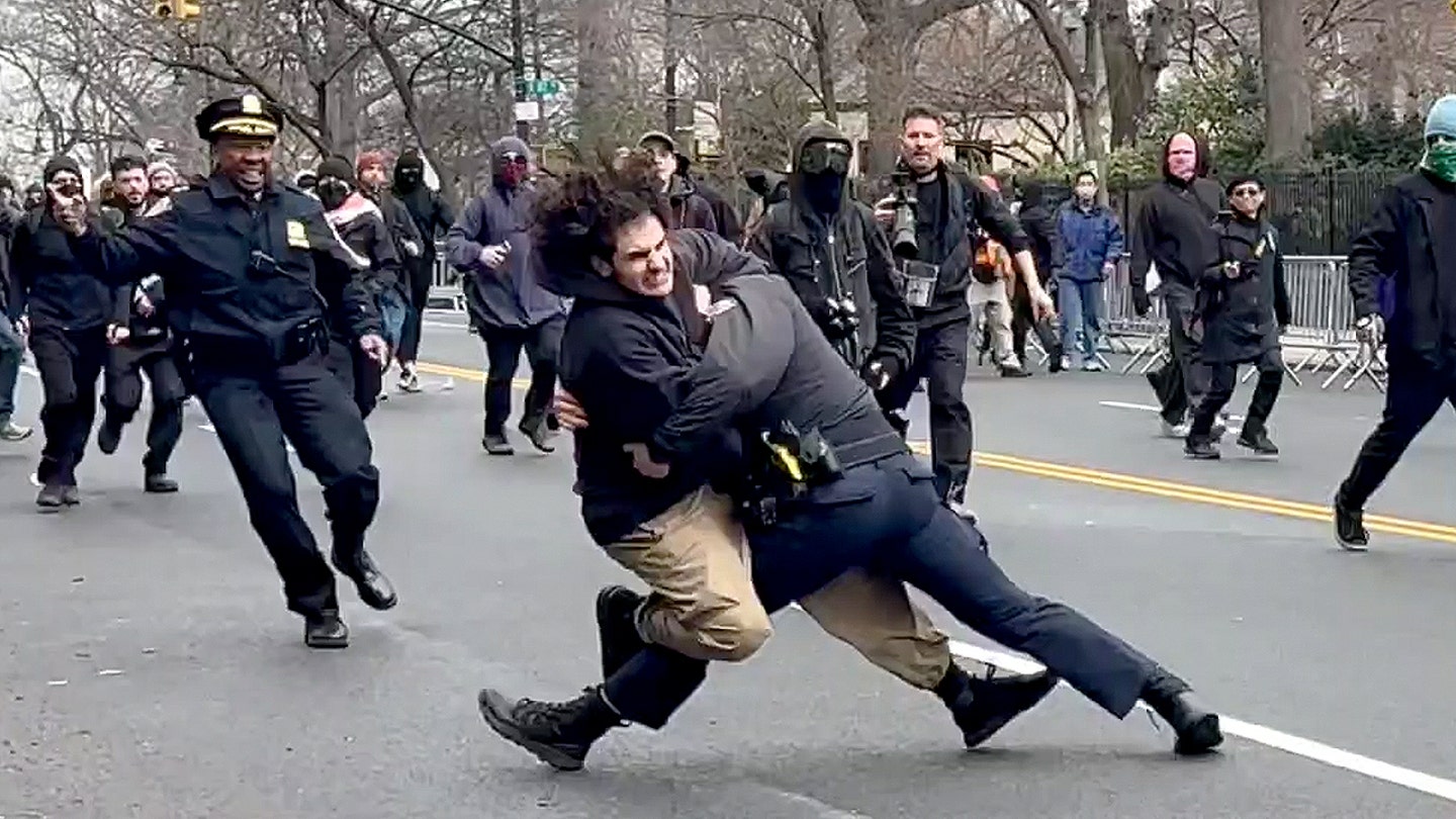 New video shows terror suspect tackled after allegedly throwing bomb at protest outside mayor's residence