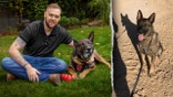 Retired Army Sgt. Michael Fletcher with his dog Dasty. (Inset) Dasty
