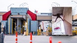 Split photo of a port of entry and the illegal immigrant.