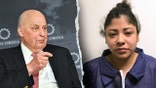 John Negroponte speaking at an event and Sophia Negroponte in a booking photo.