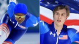 Erin Jackson and Jordan Stolz in a split photo