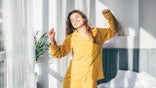 woman in yellow pajamas