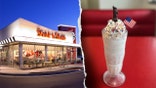 A Steak 'n Shake is restaurant is shown, left, next to its Patriotic Shake.