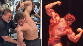 Arnold Schwarzenegger coaches lookalike son Joseph Baena for bodybuilding competition - Fox News