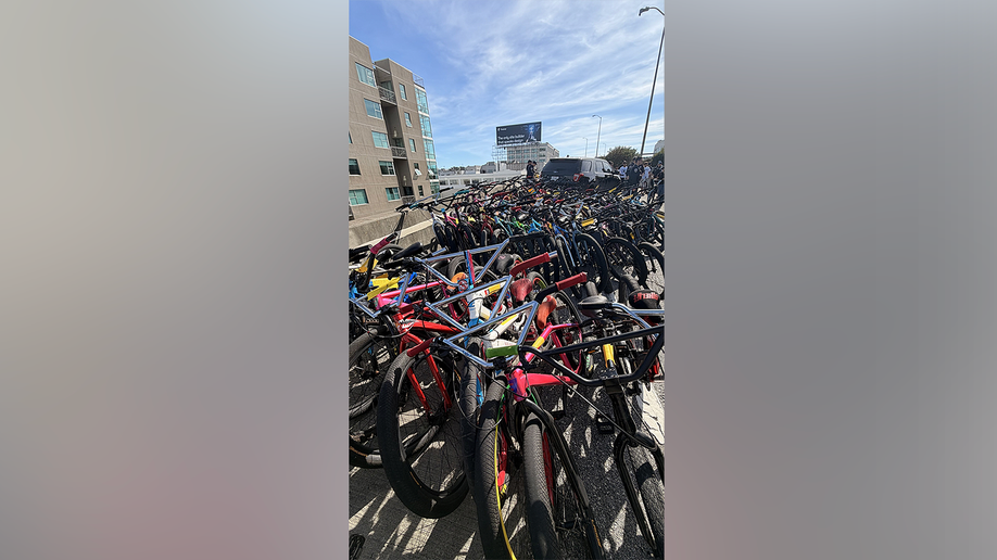 Seized bicycles beryllium   adjacent   constabulary  motorcycles pursuing  Bay Bridge takeover crackdown