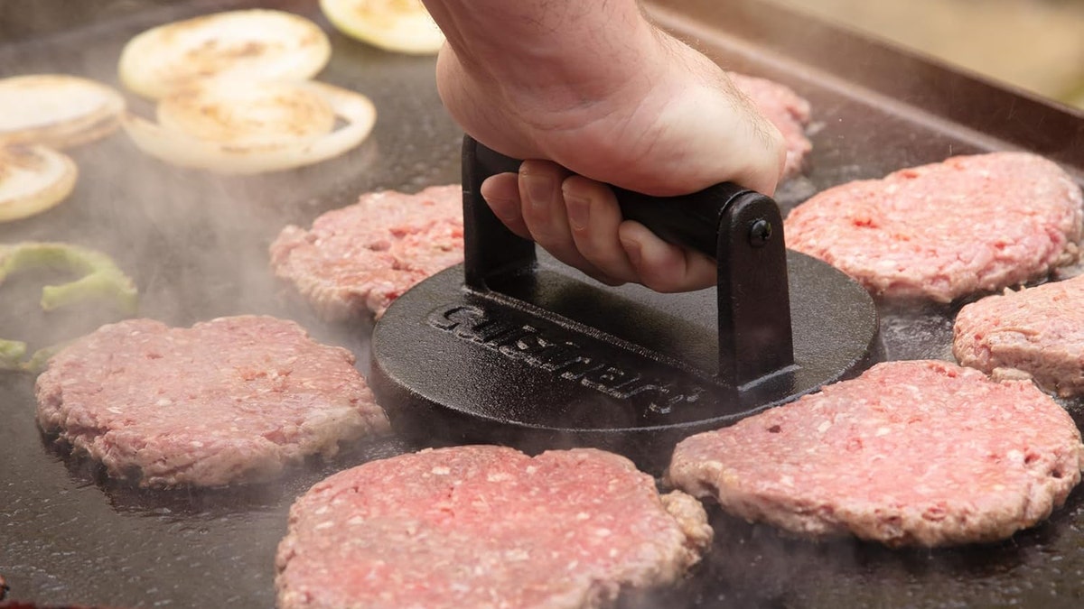Cook smash burgers with this easy-to-clean press.