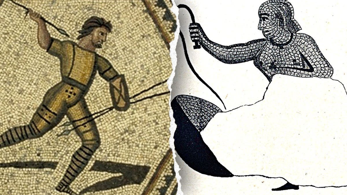 Split image of male, female beast fighters in Rome