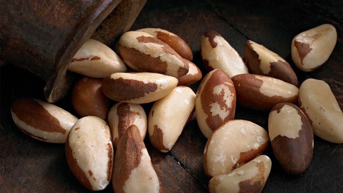 View of Brazil nuts on a counter