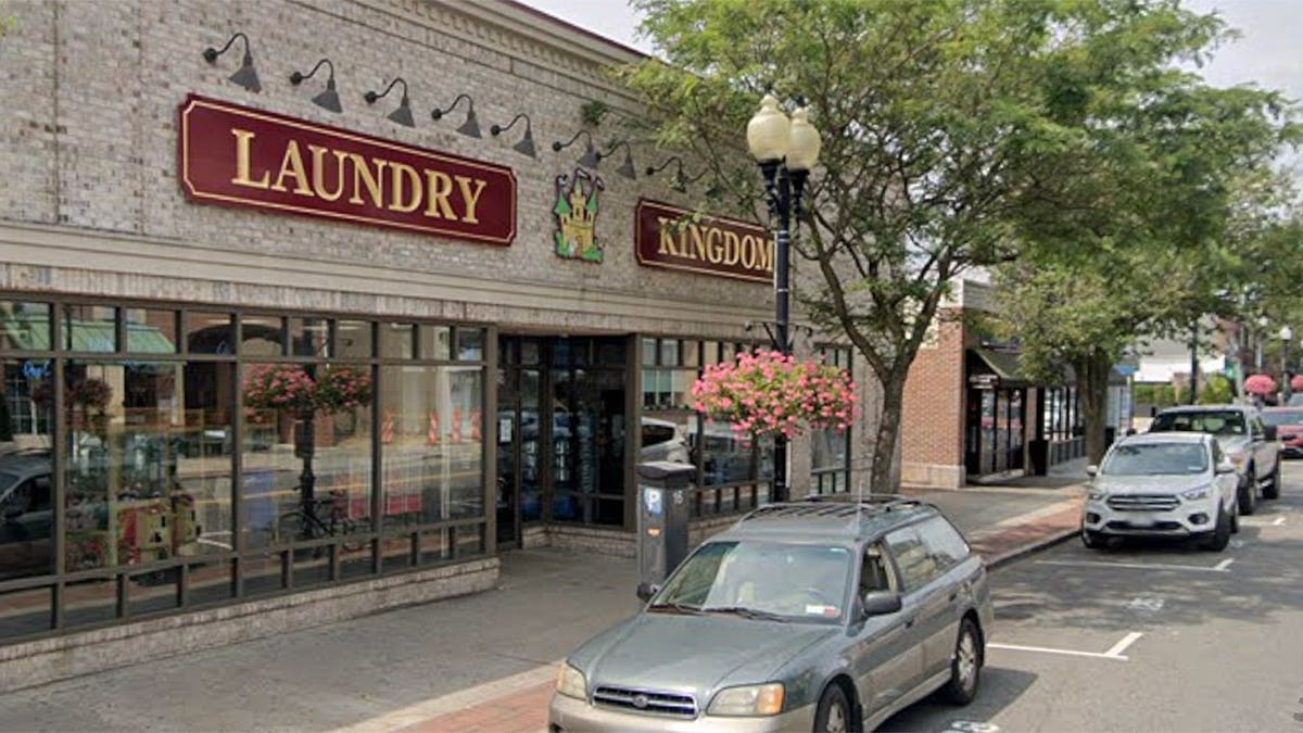 Exterior of laundromat in Patchogue, New York
