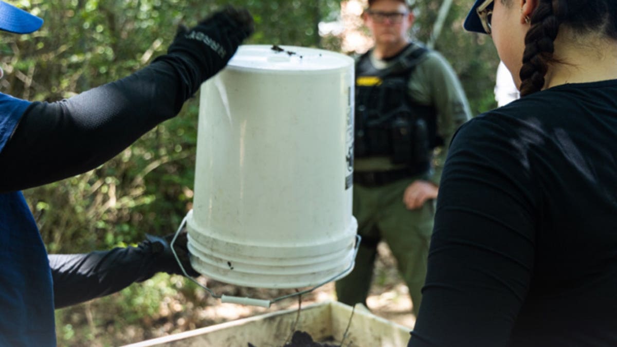 Police dump bucket during investigation into human remains