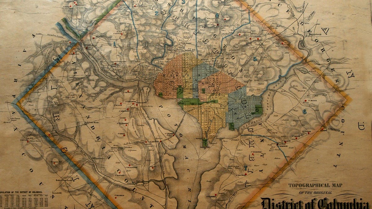 DC Map from 1800s with Alexandria and Arlington included