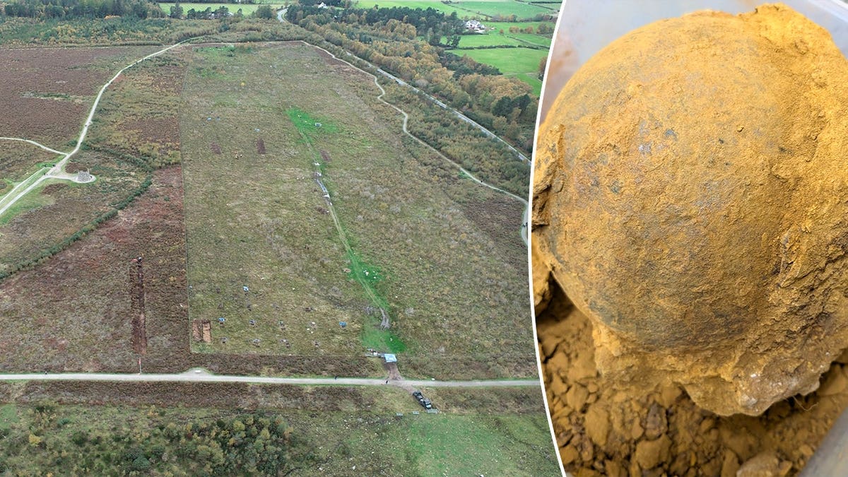Aerial view of Culloden, view of conserved shell at Culloden