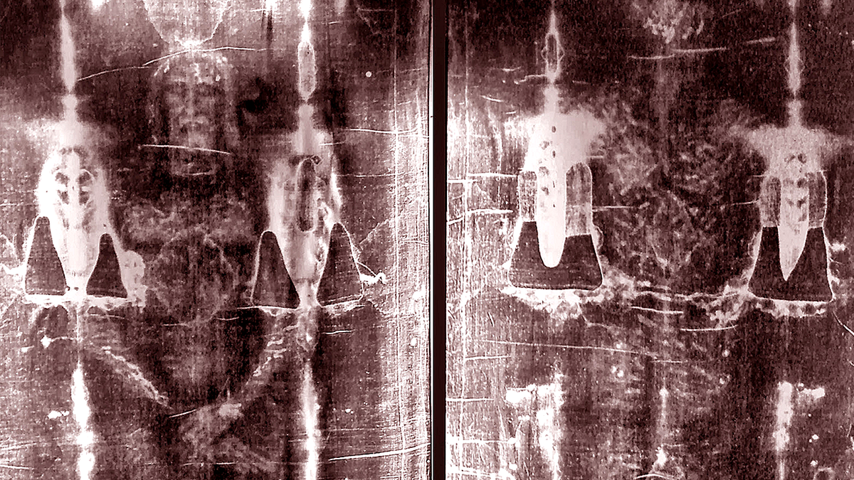 Front and back image of crucified man on the Shroud of Turin